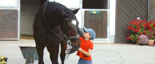 Vincent und Gomiro nach der Reitstunde